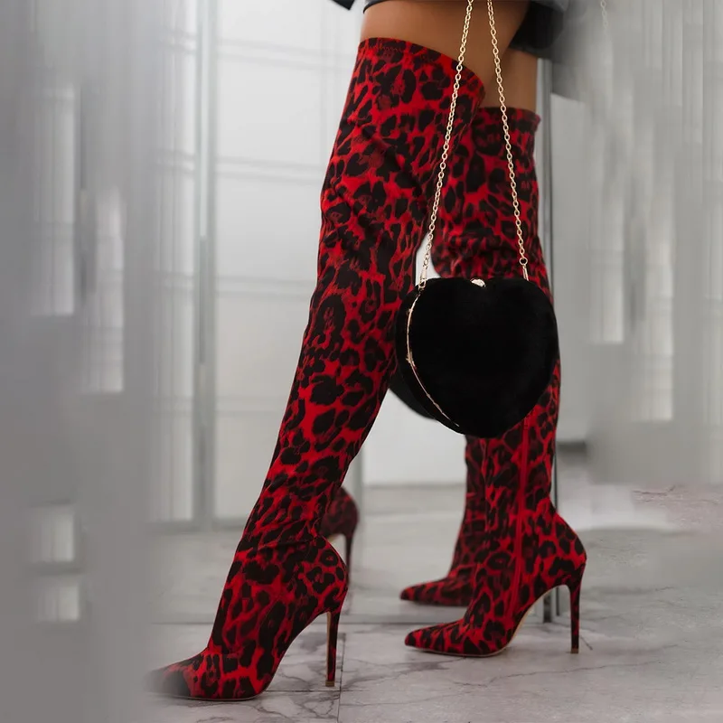 

2020 Faux Suede Super High Heels Women Thigh High Boots Elegant Thin Heeled Stretch Over The Knee Boots Autumn Winter Long Boots