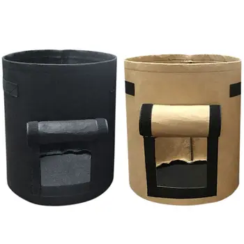 

2x Potato Planter Bag/Plant Pots,7-Gallon Window Vegetable Planting Grow Bag Black & Brown