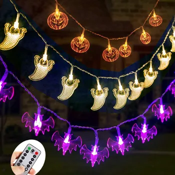 

Outdoor Halloween Decorations Lights Led Pumpkin Spider Bat Skull String Light Battery Operated For Indoor Halloween Party