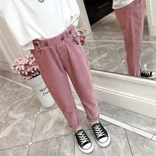 Осенние штаны для девочек г. стиль, корейский стиль, модные штаны для папы и больших мальчиков повседневные штаны Бархатные брюки для девочек