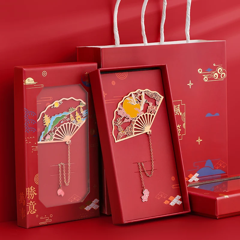 

Metal bookmark classical Chinese style brass fan-shaped simple art exquisite tassel creative gift student teacher's day gift