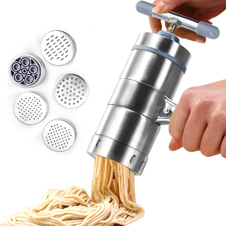 

KHGDNOR Stainless Steel Noodle Maker Manual Press Pasta Machine Garlic Cutter Juice Presser Noodle Making Tool
