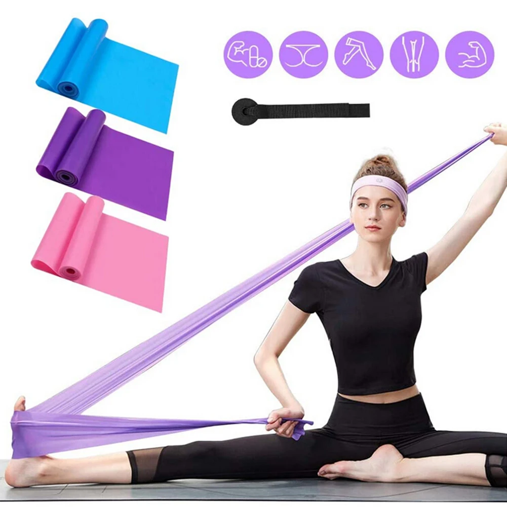 

Yoga Pilates Fitness Silicone Resistance Bands Fitness Gym Training Elastic Band Workout Gym Pull Rope+Door Anchor