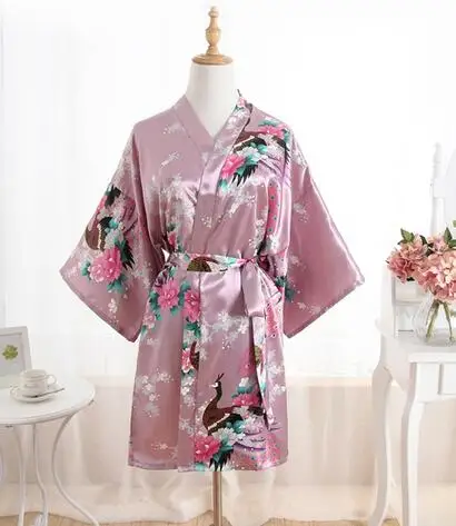 Style 2 Цветочный Рисунок, средний рукав, сексуальные женские ночные халаты с глубоким v-образным вырезом, темно-синий Атлас, кимоно, платье, женские повседневные халаты, одежда для сна - Цвет: Style 2