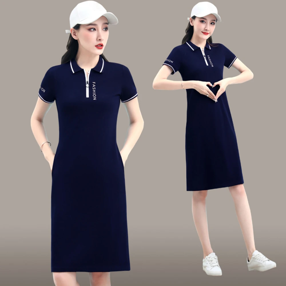 CE2668 Modern A Line Type Thin Sporty Summer Dresses Woman Short Sleeved Plain Casual Women Dresses That Are Used With Tennis