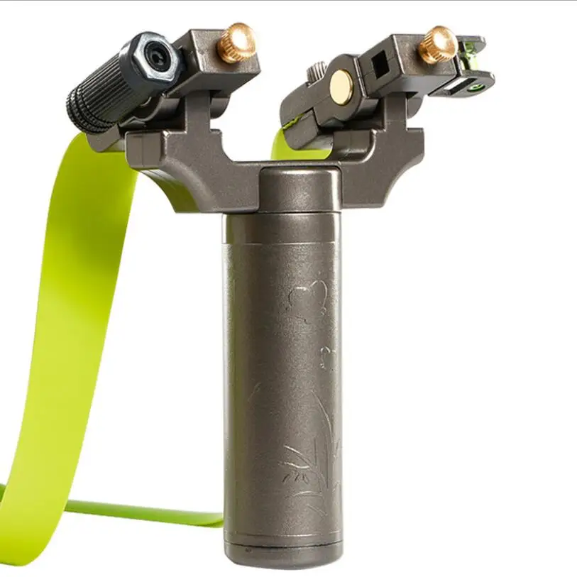 

New Flat Rubber Band Slingshot Outdoor Hunting High Precision Shooting Laser Point Slingshots Catapult Head 360 degree Rotated