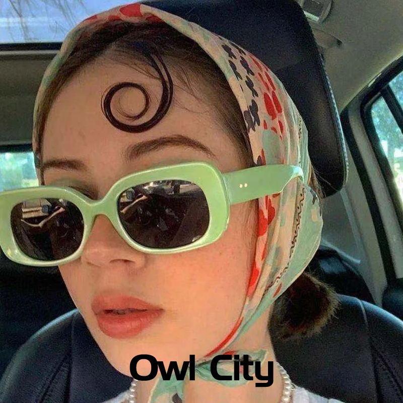 Small Rectangle Rimless Sunglasses Women Square Vintage Sun Glasses Brand Designer Men Retro 90s Trendy Gradient Glass square sunglasses