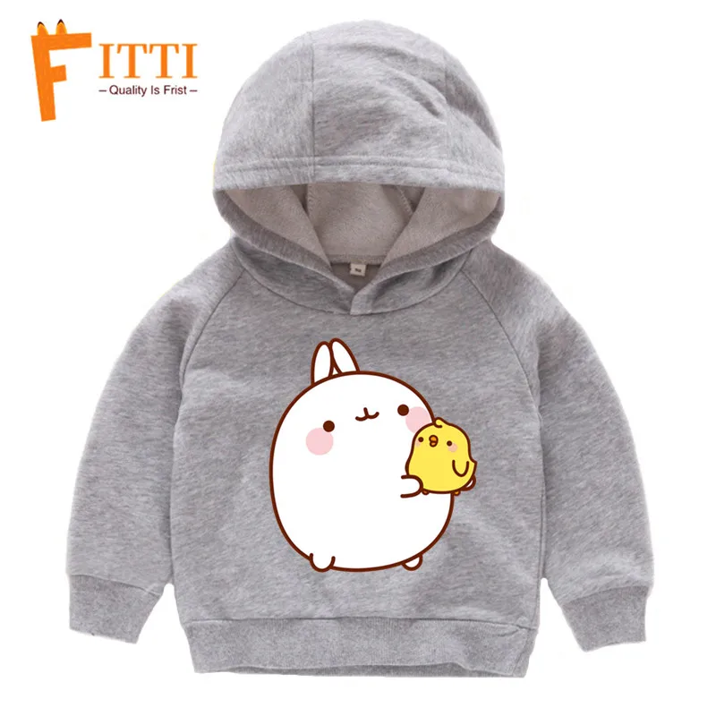 T127A-YM-grey Детские толстовки с капюшоном Molang and Piupiu, Детский свитер на осень и зиму, толстовка с капюшоном - Цвет: T127A-YM-grey