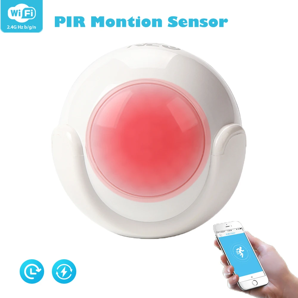

WiFi Smart PIR Motion Sensor , Smart Home Security Infrared Alert Dectector Compatible With IFTTT for Voice Control, No need Hub