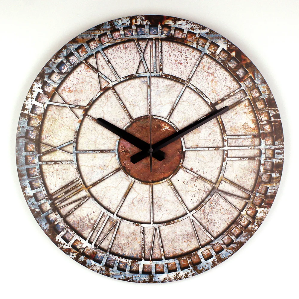 Vintage Roman Style Decoration Wall Clock Living Room With Waterproof And Silent Decorative Large Clocks | Дом и сад