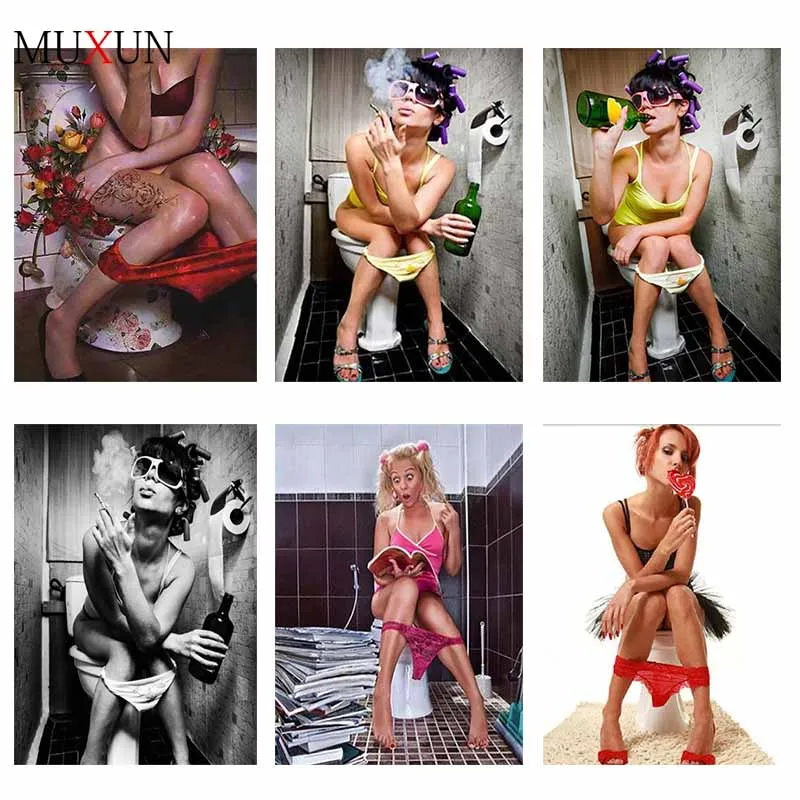 

Full Square \ Round Drill 5D Diamond Portrait Woman Toilet New 3D Diamond Embroidery Cross Stitch Mosaic Home Decoration Ep422
