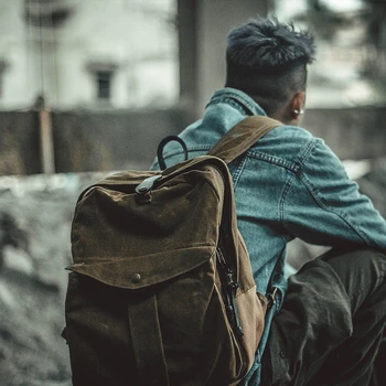 

vintage canvas mochila outdoor hiking backpack waterproof school backpack bag
