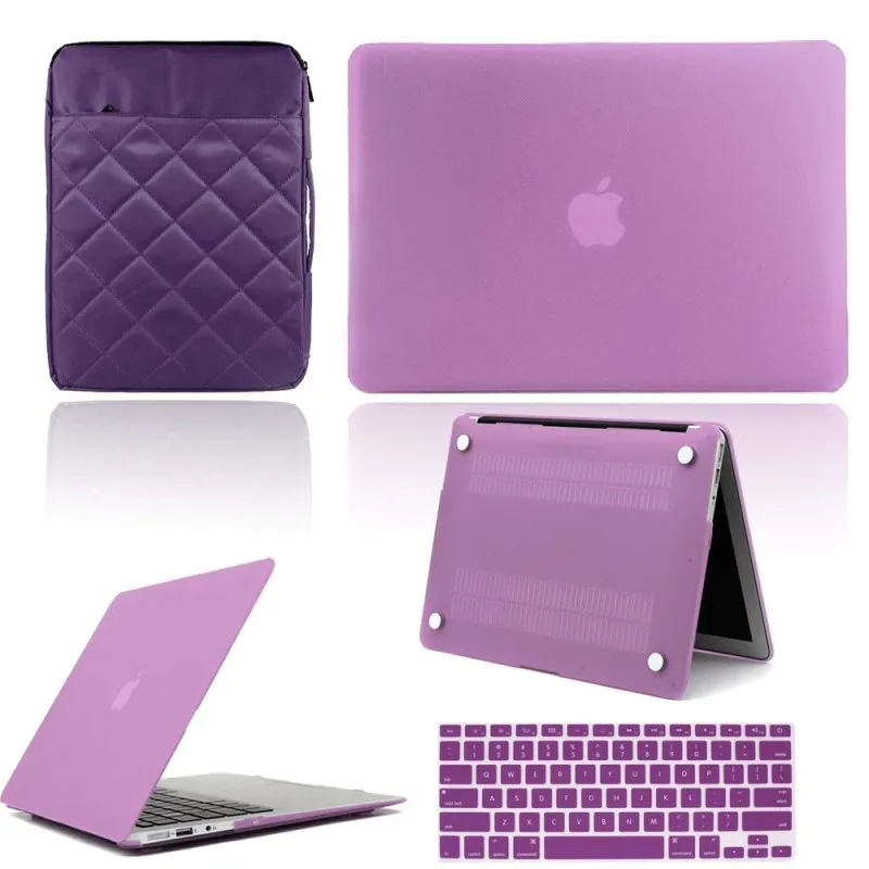 KK&LL Apple macbook Air Pro retina 11 12 13 15 и Air13/Pro 13 15-Touch Bar Жесткий Чехол для ноутбука+ сумка на рукав+ чехол для клавиатуры - Цвет: purple