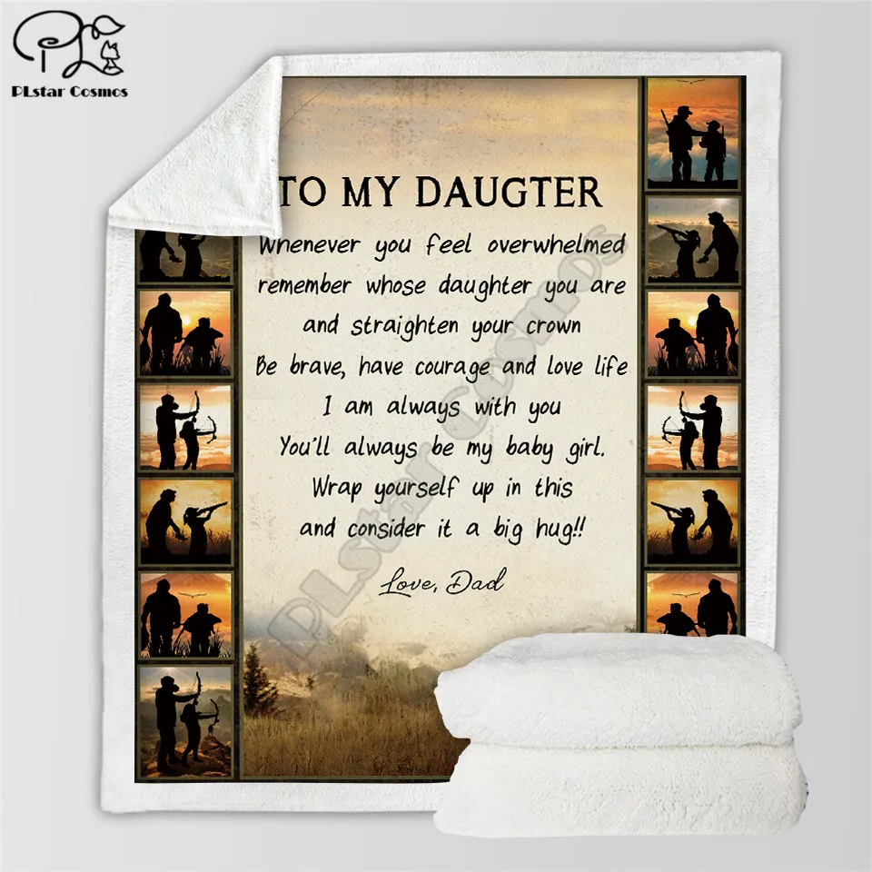 

To My Daugter 3d printed fleece blanket Beds Hiking Picnic Thick Fashionable Bedspread Sherpa Throw Blanket 07