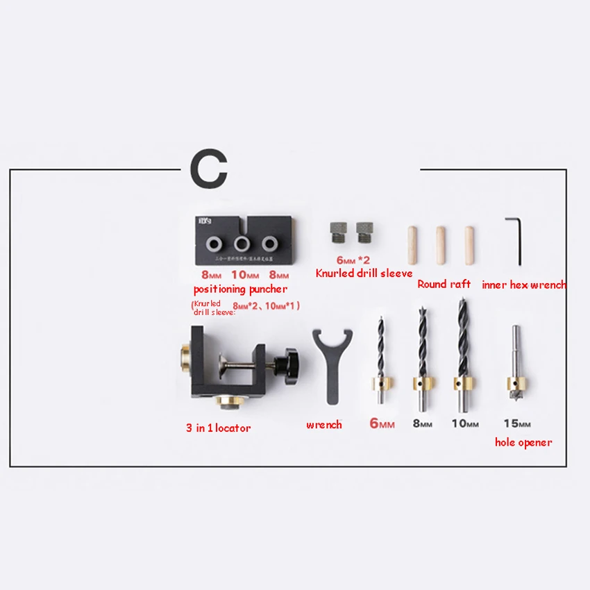 1 Набор деревообрабатывающий Карманный Дырокол Набор дыропробивной локатор дюбель сверлильный инструмент мебельный перфоратор шаг бурения дюбель джиг