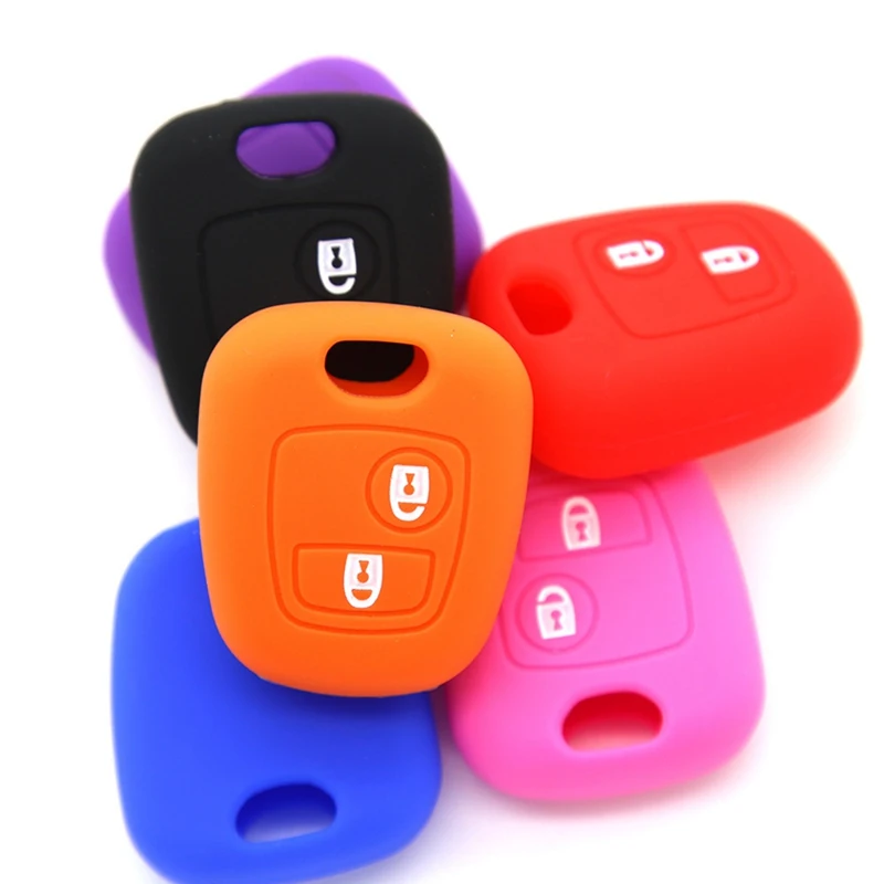 

Keychain Remote Fob Protection Cover Silicone Car Key Case for Peugeot 206 307 207 2 Button Car Key Cover