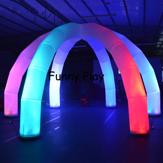 Customized led inflatable tent with 6 pillars / inflatable spider gazebo marquee dome tents with led light