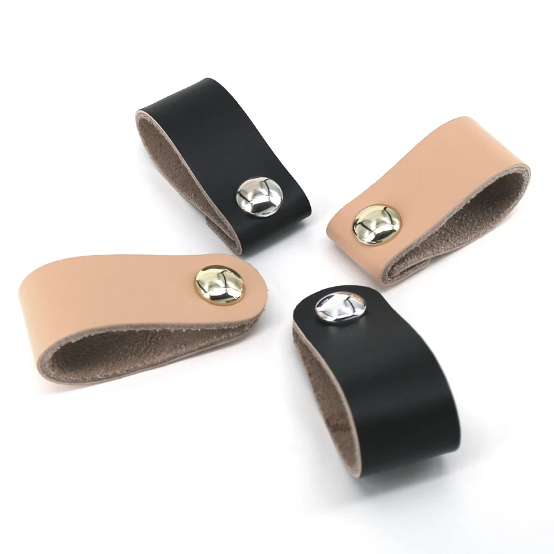 

1x Leather Knobs and Handles Nordic Style Anti-collision Cabinet Handle Drawer Dresser pulls Knobs,Wine Cabinet Wooden Box Pulls