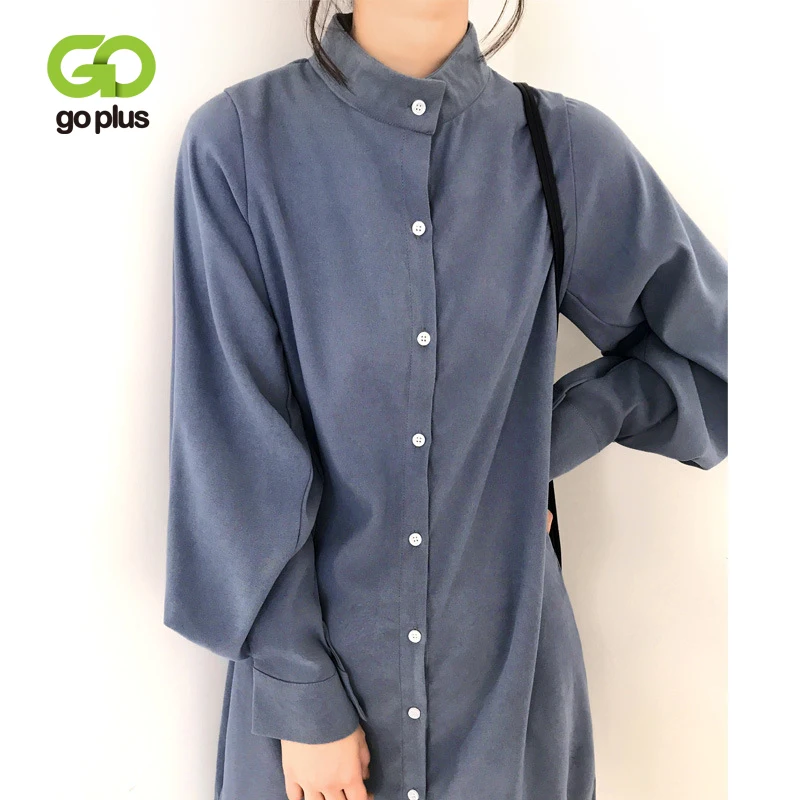 

GOPLUS Spring Women's Dress Vintage Solid Plus Size Lantern Sleeve Knee Length Dresses Womens Clothing For Women Ropa Mujer