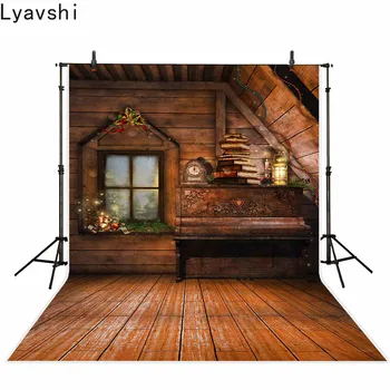 

Lyavshi photography backdrop Christmas decorations vintage Piano alarm clock background for photo studio