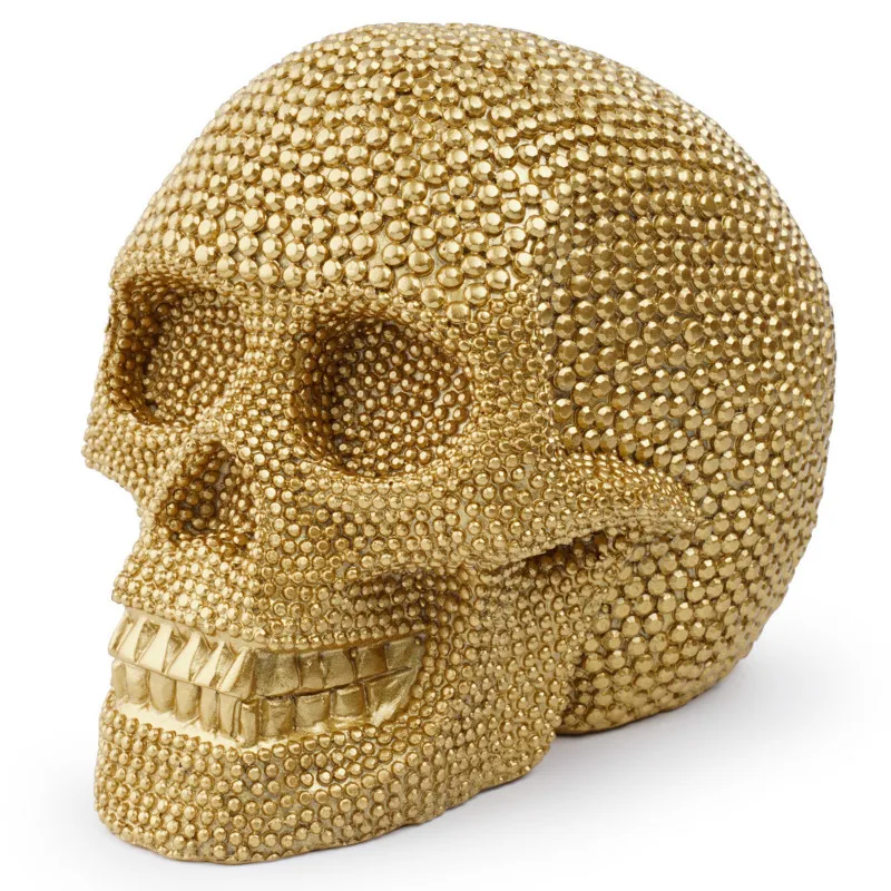 Golden Human Skull Statue Resin Skull Sculpture Modern Home Decoration Halloween Gift Personality Skull Golden Human Skull Statue Resin Skull Sculpture Modern Home Decoration Halloween Gift Personality Skull