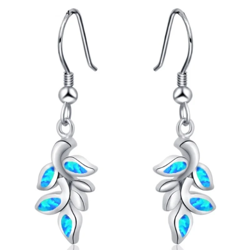 

Fashion Silver Natural White Fire Opal Earrings Bride Princess Wedding Engagement Jewelry