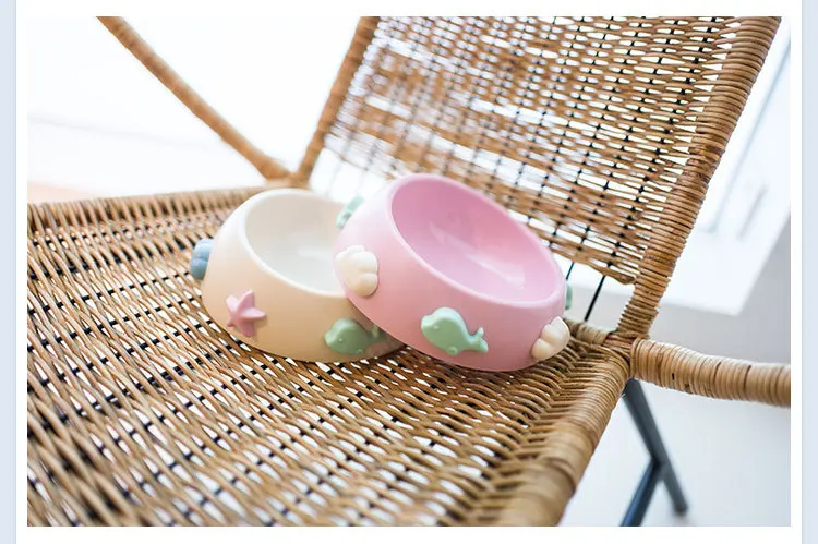 New Style Creative Rainbow Cat Bowl Pet Food Bowl Feeder Cute Color Accessories Oblique Mouth Anti-slip Dog Bowl