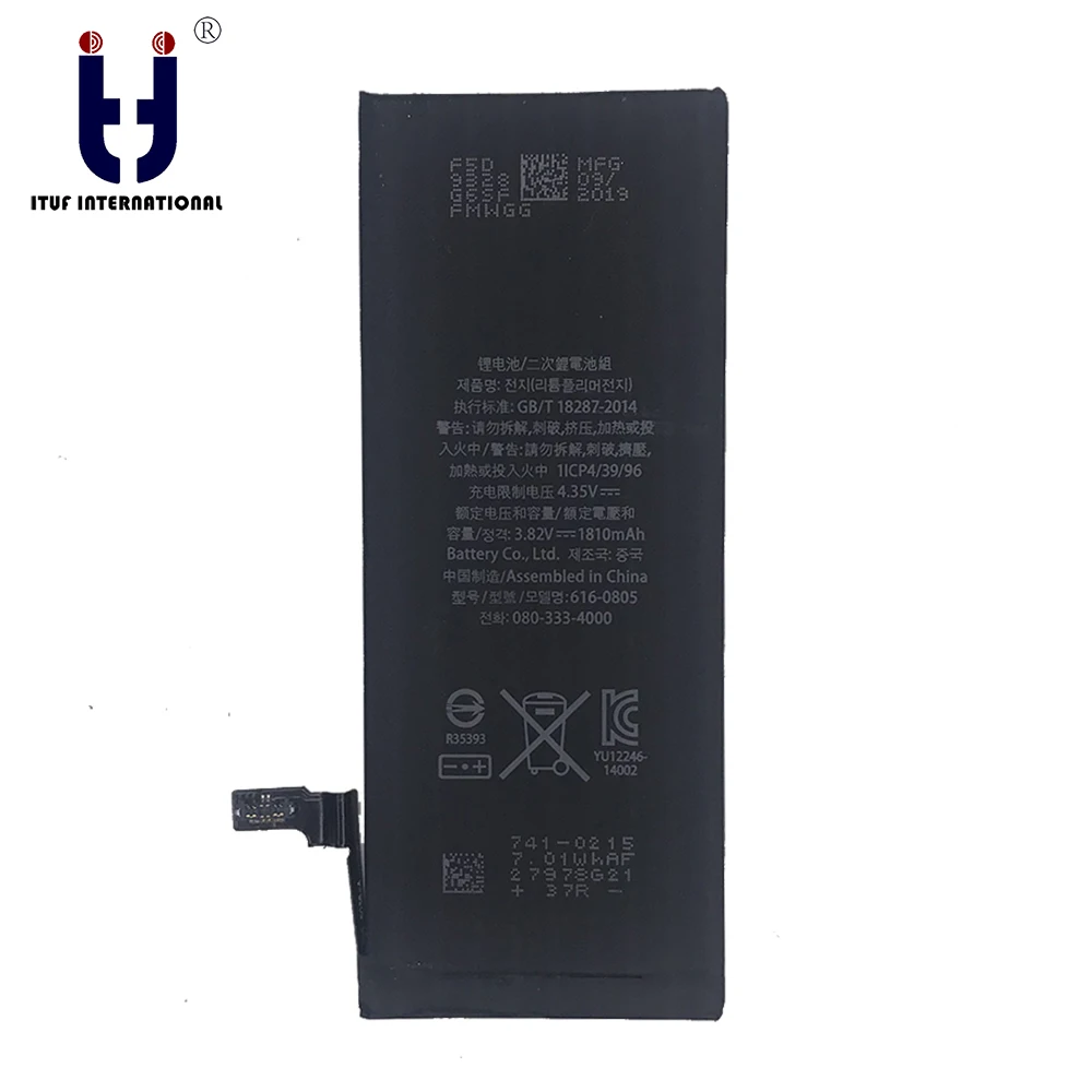 ITUF 50 шт качество 5A батарея для iPhone 6 6G высокая емкость 1810 мАч новая ячейка 0 цикл мобильный телефон литиевая батарея
