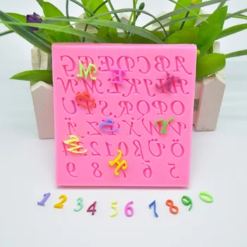

DIY Bakery Mini Handwritten Uppercase Lettered with Numbers Chocolate Fondant Cake Decoration Mould