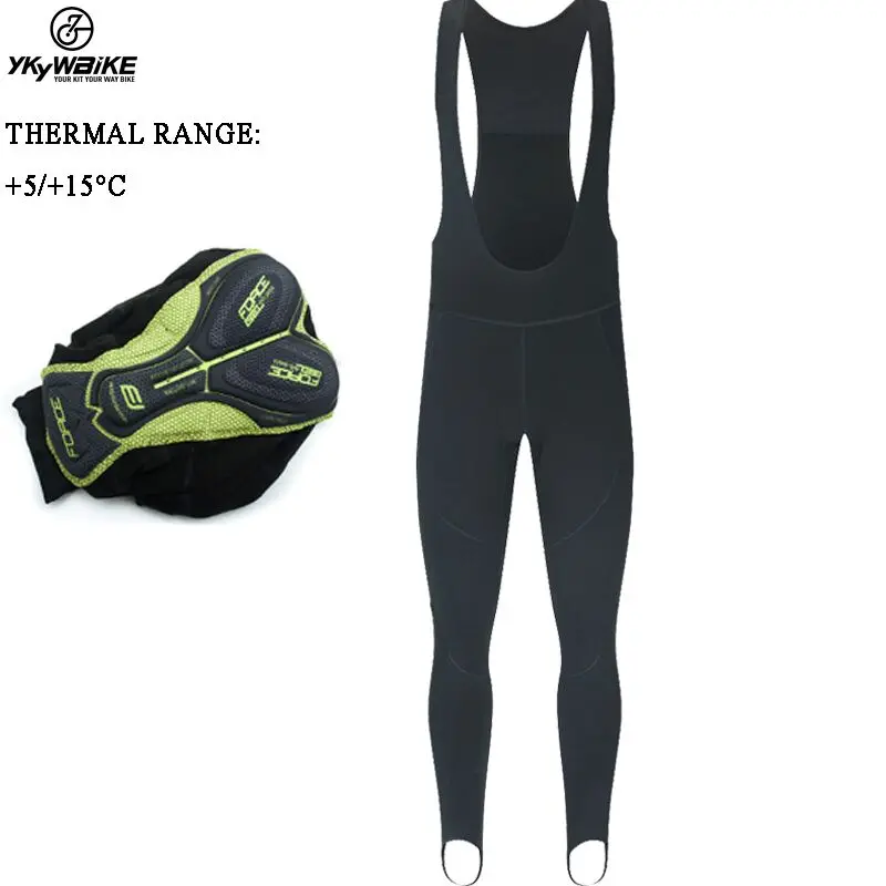 YKYWBIKE Winter Cycling Long Bib Pants Tights Thermal Fleece Men MTB Downhill Bike Mountain Bicycle  Cycling Pants
