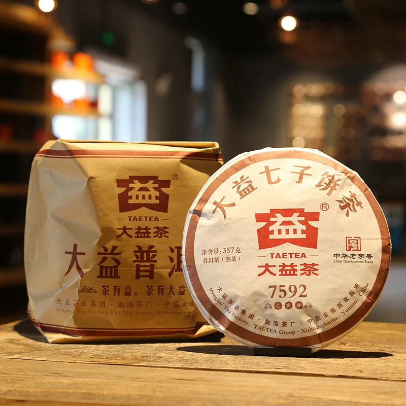 100% Аутентичный 2019 год TAE TEA Pu erh 7592 Shu торт спелый чай 357 г 1901 партия|Чаедробильные