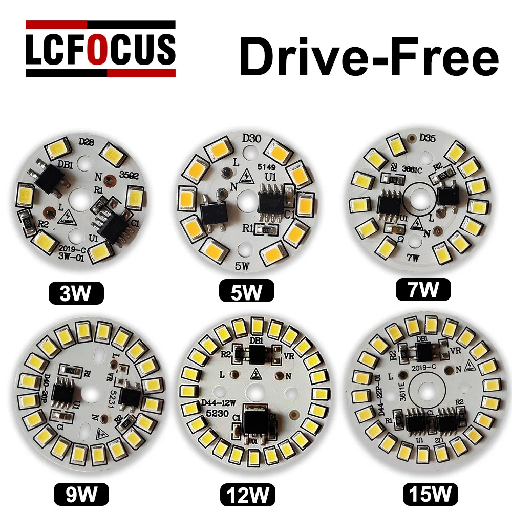 DIY Light Source Board 3W 5W 7W 9W 12W 15W 2835 AC 220V LED PCB Integrated IC Warm White 3200K/White 6500K Without Driver Lamp | Лампы и