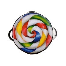 4 ''деревянный леденец стиль Тамбурин барабан ребенок Образовательный музыкальный инструмент