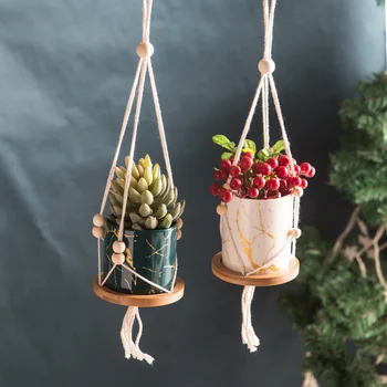 

Marbling flowerpot ceramic creative simple Nordic wall hanging hanging orchid plant small flowerpot with tray pots planters