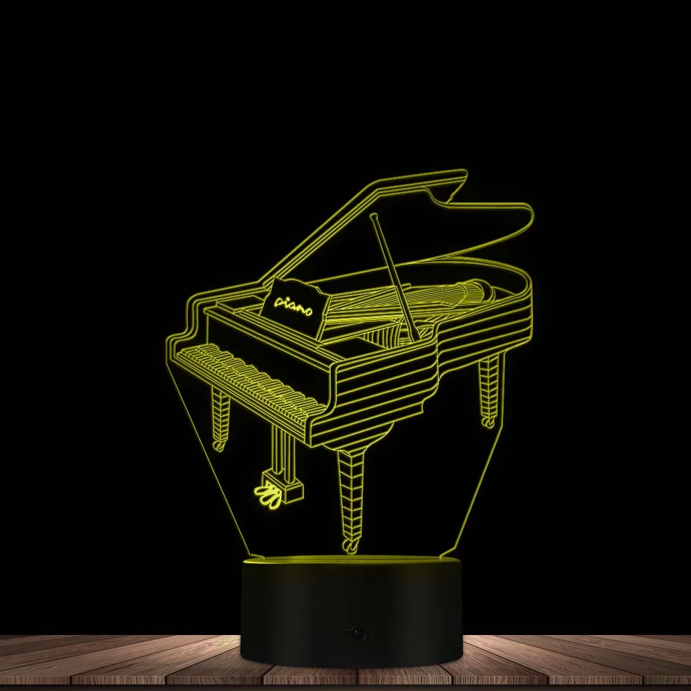 Piano 3D Visual Night Light Table Lamp Music Instrument Decorative Pianist Room LED Lighting Decor Gift For Her | Освещение