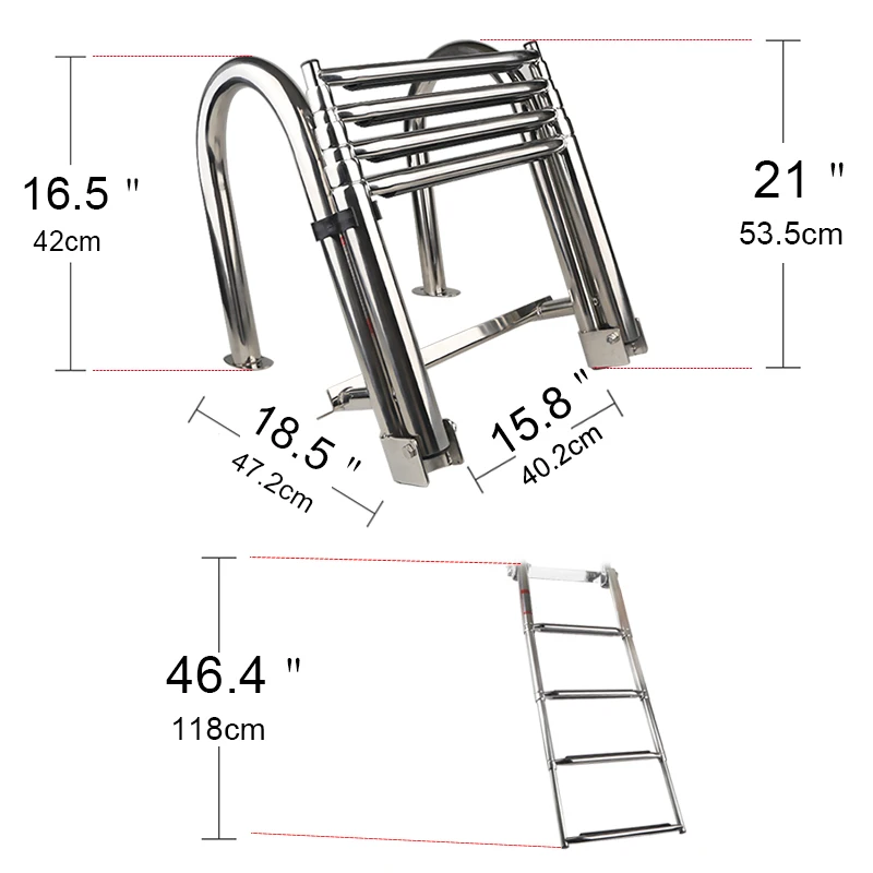 4 шага Морская Лодка Лестница из нержавеющей стали плавательная складная доска из нержавеющей стали