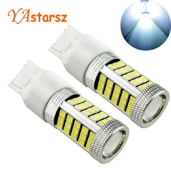 

2 Pcs T20 7440 W21W WY21W Super Bright 66 smd 2835 LED Lens Car Backup Lights Engine Brake Light DRL White Red Yellow DC 12V