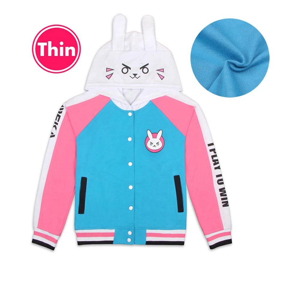Игра OW косплей костюм D. va тонкие милые толстовки куртка с ушками толстые теплые флисовые толстовки dva для девочек и женщин