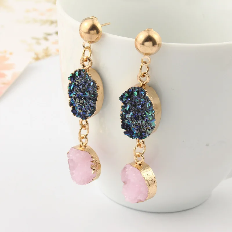 Bijoux Fancy Druzy серьги из смолы свадебные розовые капли для женщин ювелирные изделия