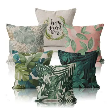 

Decorative Pillow Case Green Throw Pillowcase Decor Home Farmhouse Scandinavian Style 45*45 40*40 Nordic Sofa Cushion Cover