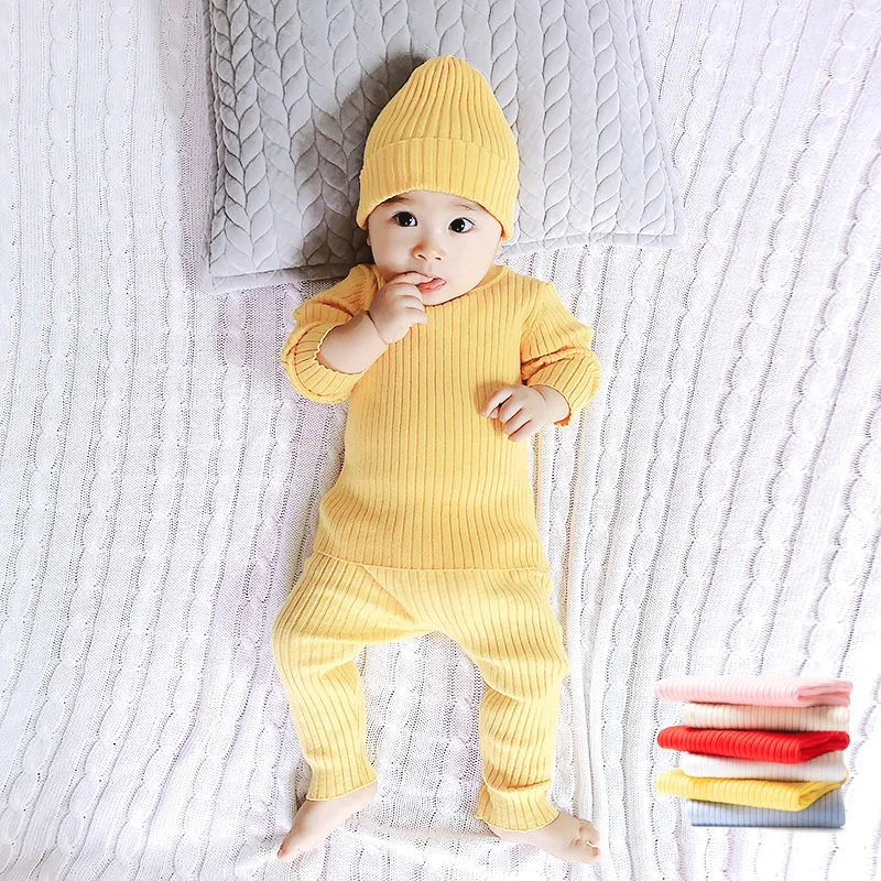 2021 Spring New 6M-4T Winter Baby Girl Clothes Set Knitted Boys Sweaters+pants 2pcs Kids Clothing Girls Cotton Suits | Детская одежда и