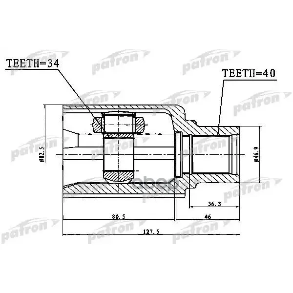 Шрус Внутренний Правый 40x56x34 Volkswagen Tiguan 07- PATRON арт. PCV1757