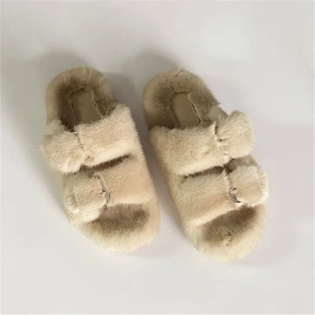 New Ladies Slippers 100% High Quality Mink Slippers Real Mink Slippers ...