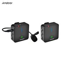 Andoer – système de Microphone d'enregistrement sans fil MX5 2.4G, avec émetteur-récepteur, Lavalier à clipser, pour Smartphone dslr DV Vlog