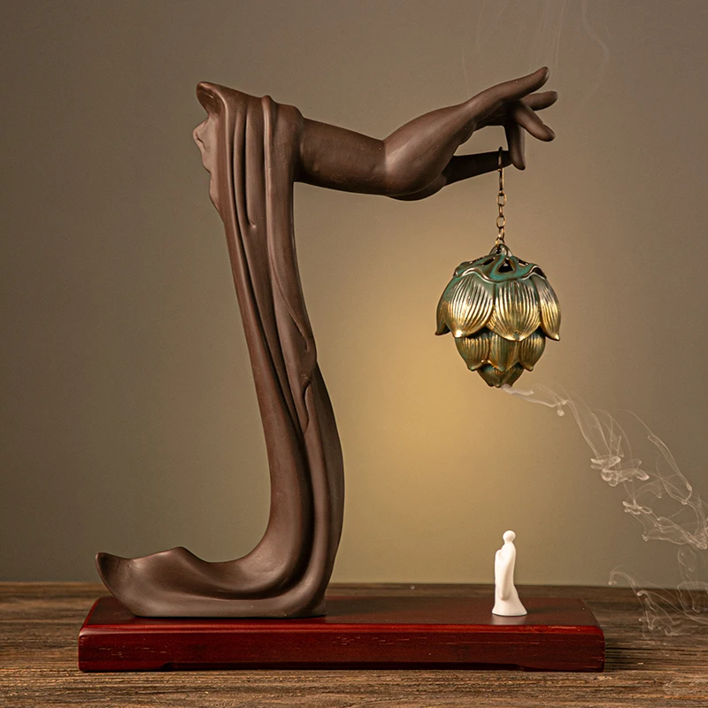 

Курильница для благовоний с обратным потоком керамическая дзен орнамент Бытовая комнатная очистка воздуха антикварная Магнитная курильница для благовоний из сандалового дерева