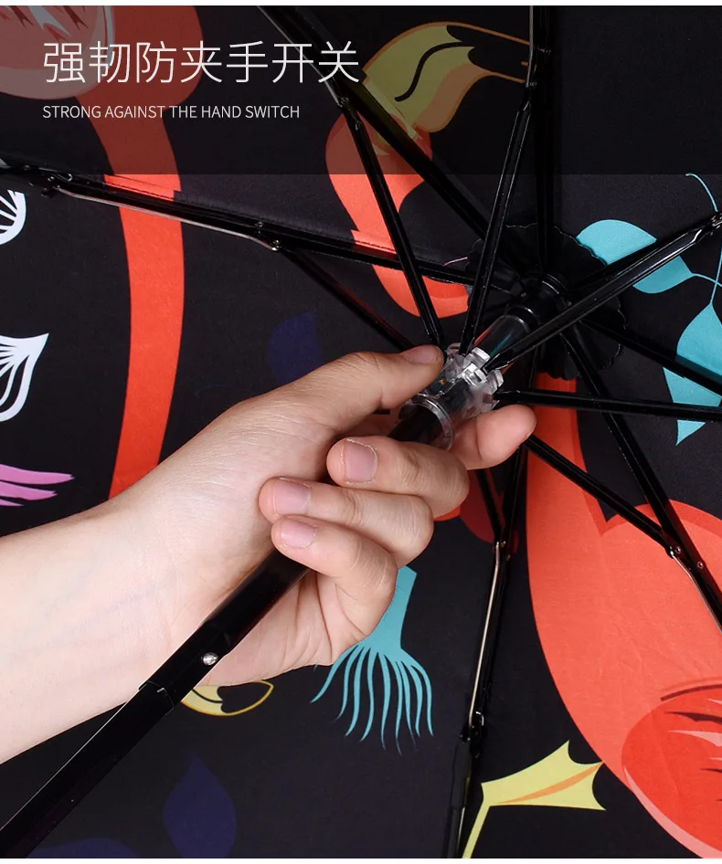 Bird Flamingo pattern Three-folding Umbrella Shelter from wind rain ultraviolet rays Fashion lay umbrella