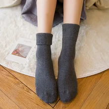 Jeseca осень зима толстые теплые носки женские хлопковые однотонные мягкие зимние сапоги носки-тапочки для девушек Harajuku винтажная уличная одежда