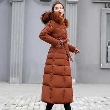 

2019 Casual Winter Jacket Women Long Parka Fur Hooded Slim Warm Thick Winter Coat Solid Plus Size Casaco Feminino