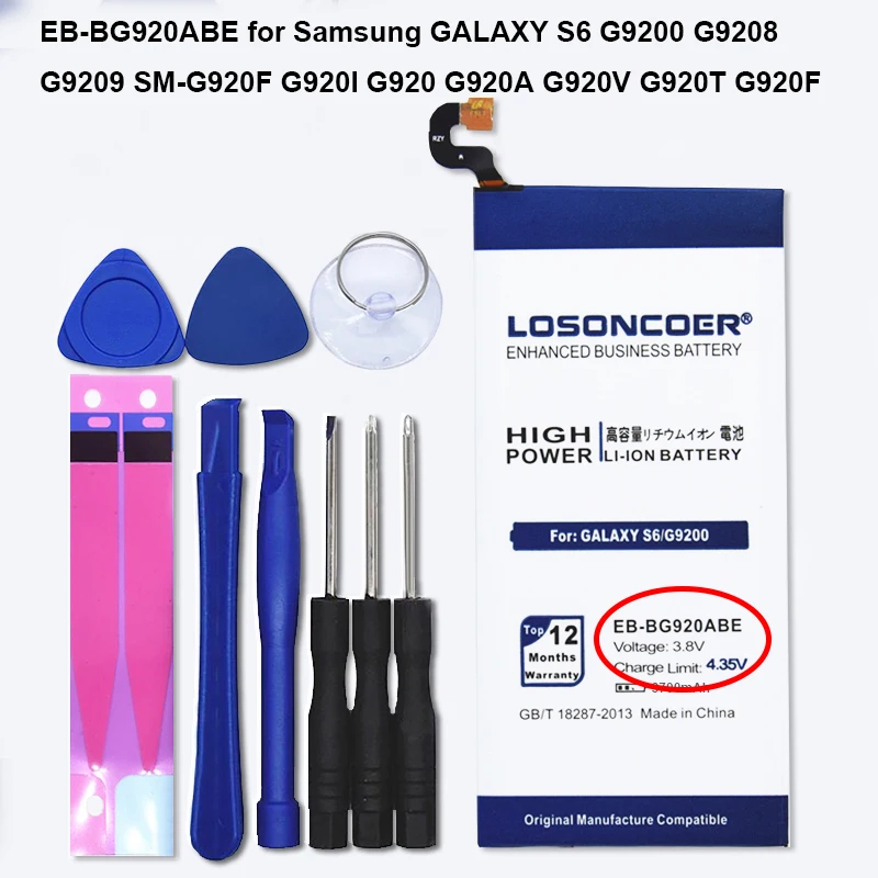 EB-BG920ABE S6 5200 мА/ч, EB-BG925ABE для samsung S6 край Батарея G9250 G925F G925S/EB-BG920ABE для GALAXY S6 Батарея SM-G920 G9208 G920F G920A - Цвет: EB-BG920ABE S6