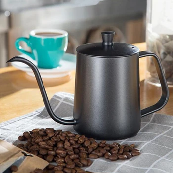

Drip Kettle 350ml 600ml Coffee Tea Pot Teflon Non-Stick Food Grade Stainless Steel Gooseneck Drip Kettle Swan Neck Thin Mouth